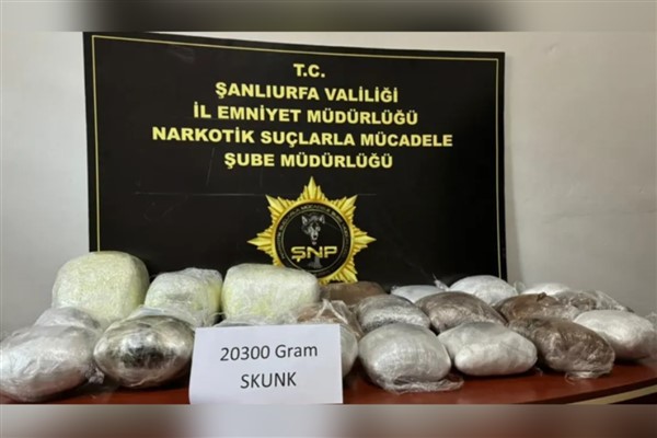 Şanlıurfa’da 20 kilo 300 gram skunk ele geçirildi