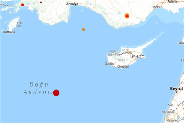 Akdeniz'de 4.5 büyüklüğünde deprem